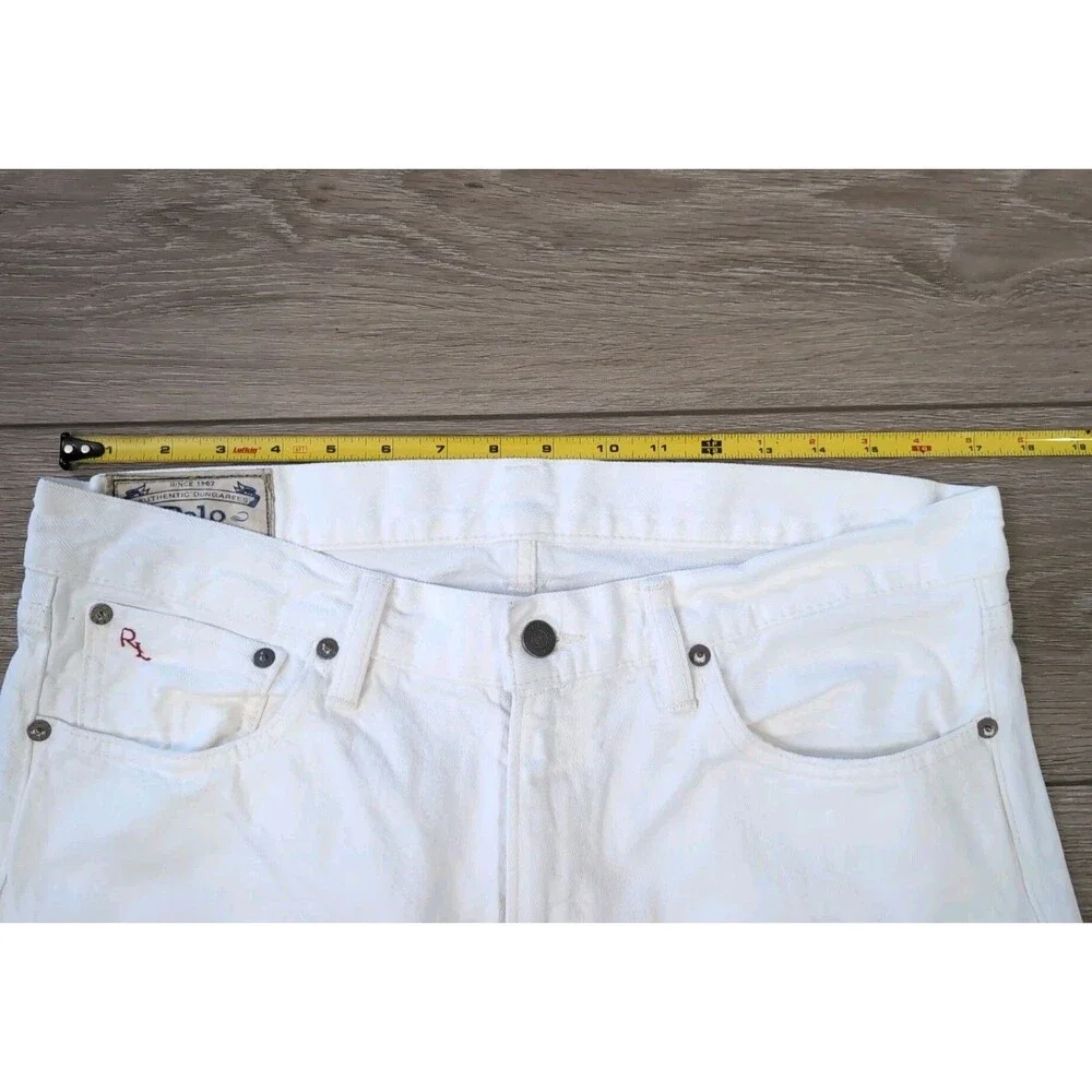 POLO RALPH LAUREN HAMPTON STRAIGHT MEN'S DENIM JEANS HUDSON WHITE 33X32  EUC